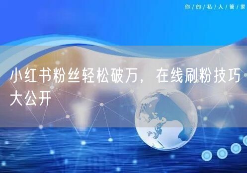 小红书粉丝轻松破万，在线刷粉技巧大公开