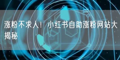 涨粉不求人！小红书自助涨粉网站大揭秘