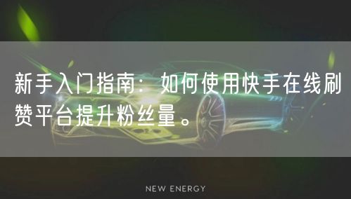 新手入门指南：如何使用快手在线刷赞平台提升粉丝量。