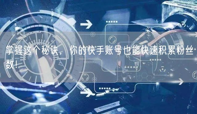 掌握这个秘诀，你的快手账号也能快速积累粉丝数！
