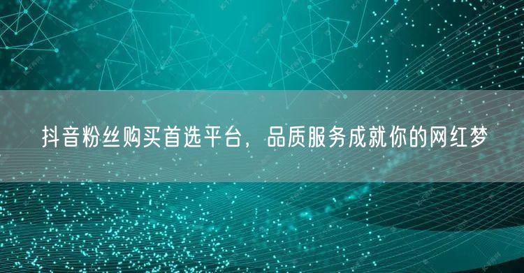 抖音粉丝购买首选平台，品质服务成就你的网红梦
